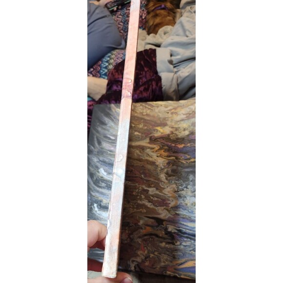 Cosmic Bloom Abstract Galaxy Pour Painting 10x8 Canvas – Magenta Purple Sparkle - Picture 2 of 3